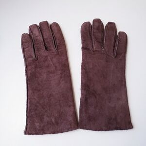 Vintage Isotoner Brown Suede Leather Gloves